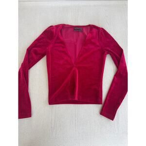 Urban Outiftters Red Velvet V neck Going out Top Baddie Soft Girl